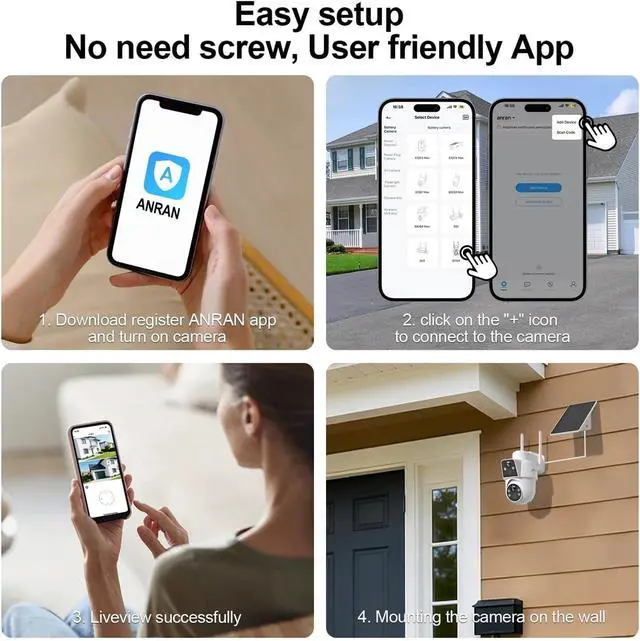 Alt view image 6 of 6 - Dual Lens WiFi Solar Security Cam, Outdoor IP Rated, Color Night Vision, PIR Motion Detection Continuous Home Surveillance