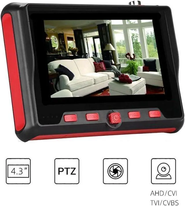 Alt view image 2 of 7 - CCTV Tester, 4.3 Inch CCTV Tester, HD 8MP Portable Camera AHD TesterTFT LCD Monitor Analog Video Test Cable PTZ Control 12V Power Output