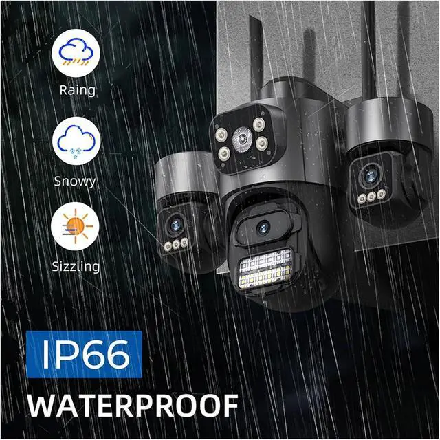 Alt view image 5 of 7 - 15MP 3-Screen WiFi Outdoor Security Camera, Auto Tracking Color Night Vision 2-Way Audio IP Surveillance Cam(UK Plug,15MP with 32G)