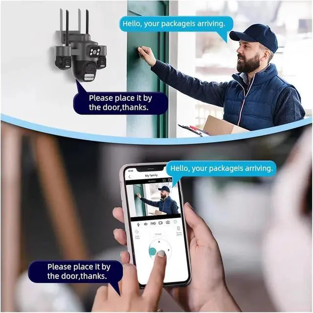 Alt view image 6 of 7 - 15MP 3-Screen WiFi Outdoor Security Camera, Auto Tracking Color Night Vision 2-Way Audio IP Surveillance Cam(UK Plug,15MP with 32G)