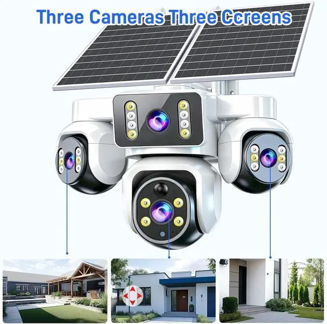 Alt view image 7 of 7 - 15MP 4G Solar Wire-Free Outdoor Security Camera, AOV Battery Powered with SIM Card(3 Screen Cam)