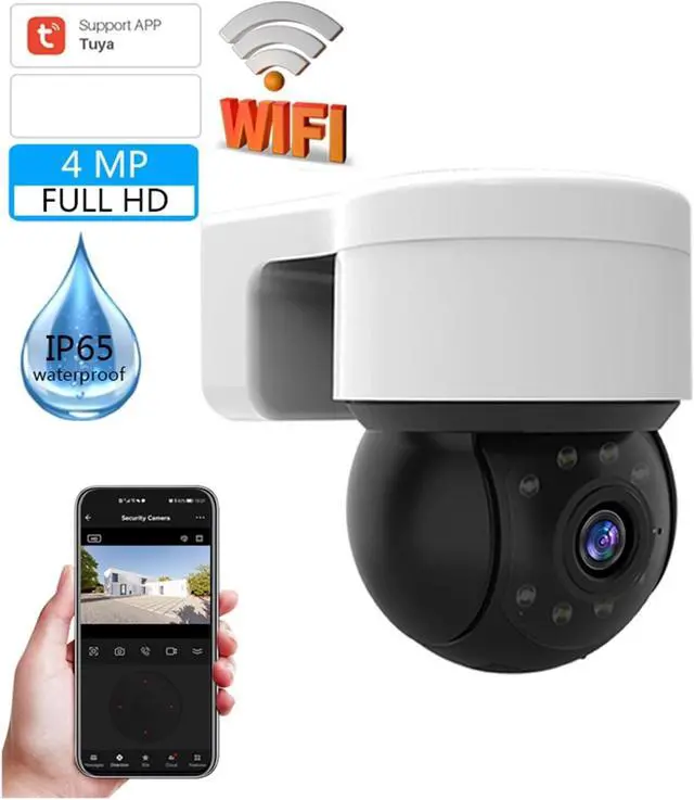 Alt view image 2 of 7 - 4MP Security Tuya Cameras WiFi Outdoor HD Full Color Night Vision Waterproof Surveillance Camera with Baby Monitor(4MP and 128GB Card)