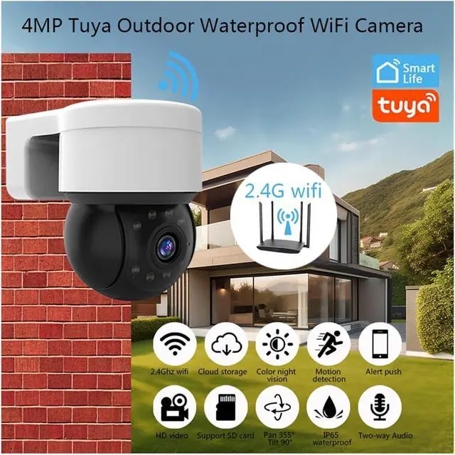 Alt view image 3 of 7 - 4MP Security Tuya Cameras WiFi Outdoor HD Full Color Night Vision Waterproof Surveillance Camera with Baby Monitor(4MP and 128GB Card)