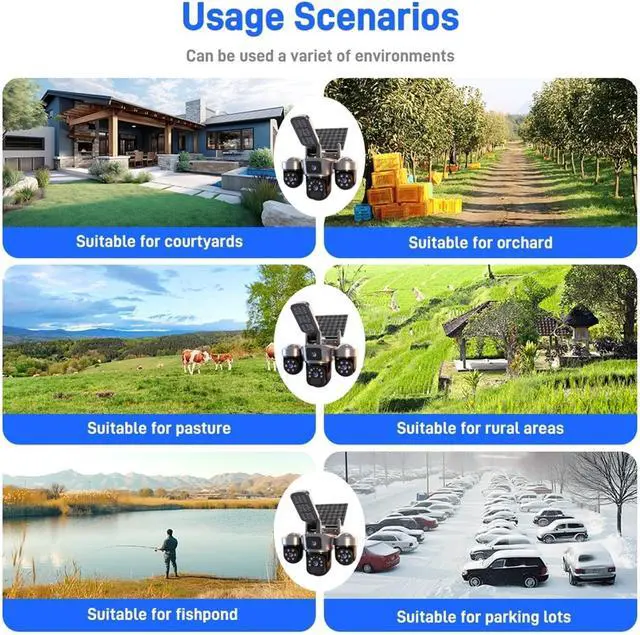 Alt view image 6 of 7 - 6MP Auto Tracking PTZ Solar Camera Outdoor Human Detection PIR WiFi IP Camera with Siren, 2K Solar Powered CCTV(6MP WiFi 64G Card)
