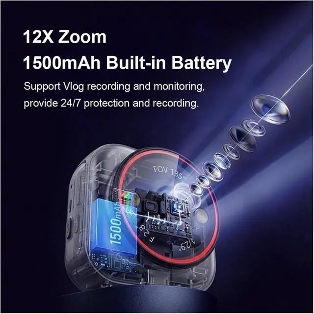 Alt view image 4 of 7 - 5MP 4G LTE Pocket AOV Security Camera, Battery Powered Portable Surveillance Cam with 12X Digital Zoom for Indoor & Outdoor Monitoring(4G AOV Cam Add 32GB)