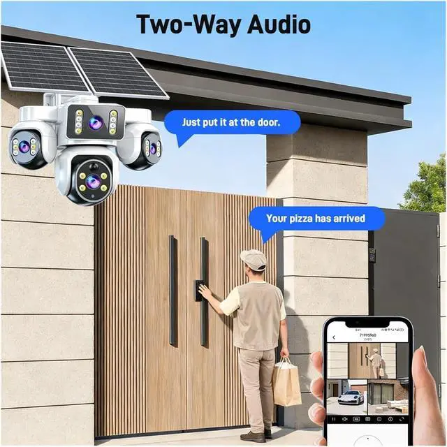 Alt view image 4 of 7 - 15MP 4G Solar Wire-Free Outdoor Security Camera, AOV Battery Powered with SIM Card(3 Screen Cam 64G)