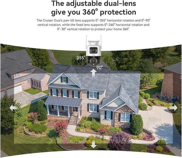Alt view image 2 of 6 - 8MP Dual Lens WiFi6 Outdoor Security Camera, AI Human Vehicle Detection Smart Color Night Vision Cam(EU Plug,Camera add 128G)