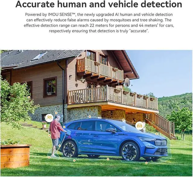 Alt view image 4 of 6 - 8MP Dual Lens WiFi6 Outdoor Security Camera, AI Human Vehicle Detection Smart Color Night Vision Cam(EU Plug,Camera add 128G)
