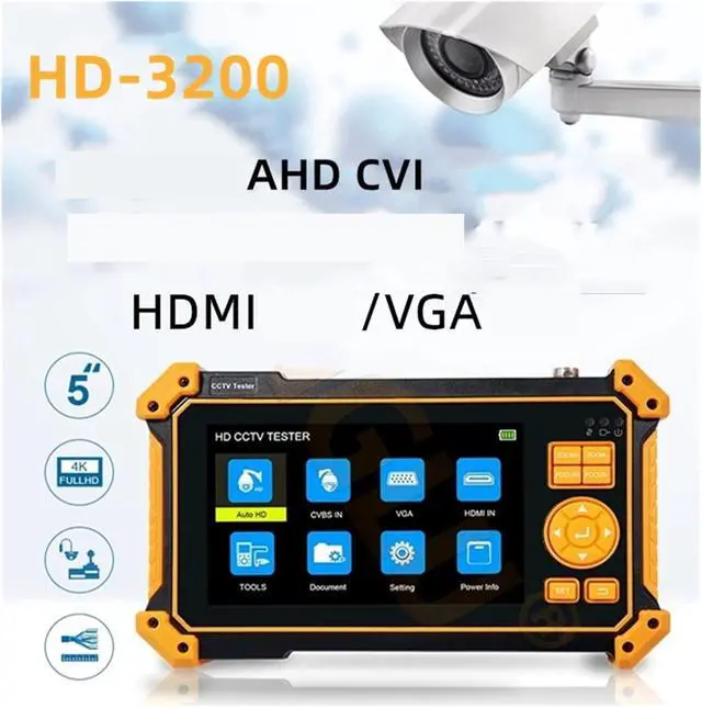 Alt view image 2 of 6 - CCTV Tester, 5 Inch CCTV Monitor Tester, AHD/TVI/CVI/CVBS Coaxial Analog Video, DC12V Output Portable