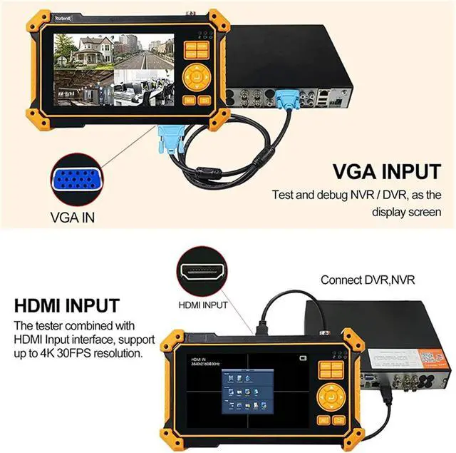 Alt view image 5 of 6 - CCTV Tester, 5 Inch CCTV Monitor Tester, AHD/TVI/CVI/CVBS Coaxial Analog Video, DC12V Output Portable