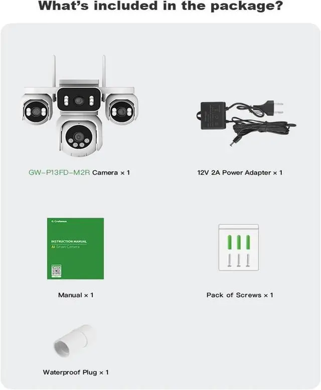 Alt view image 6 of 6 - 4-Lens WiFi Outdoor PTZ Security Camera, 2MP Panoramic Home Camera with 355° Rotation & Night Vision