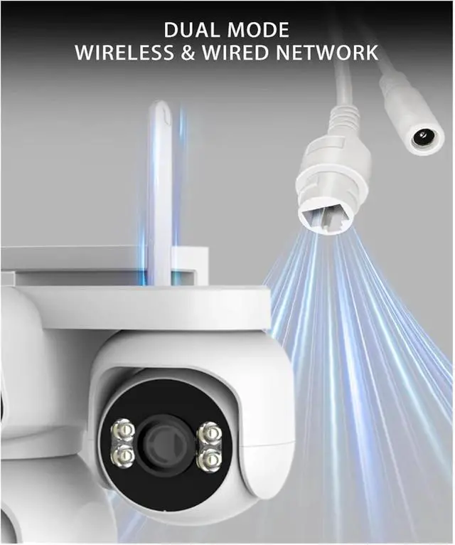 Alt view image 5 of 6 - 4-Lens WiFi Outdoor PTZ Security Camera, 2MP Panoramic Home Camera with 355° Rotation & Night Vision