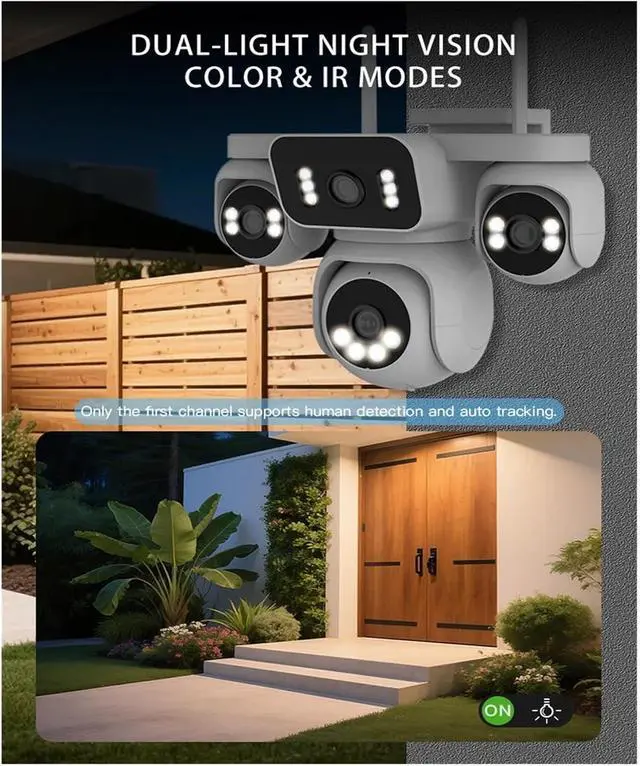 Alt view image 4 of 6 - 4-Lens WiFi Outdoor PTZ Security Camera, 2MP Panoramic Home Camera with 355° Rotation & Night Vision