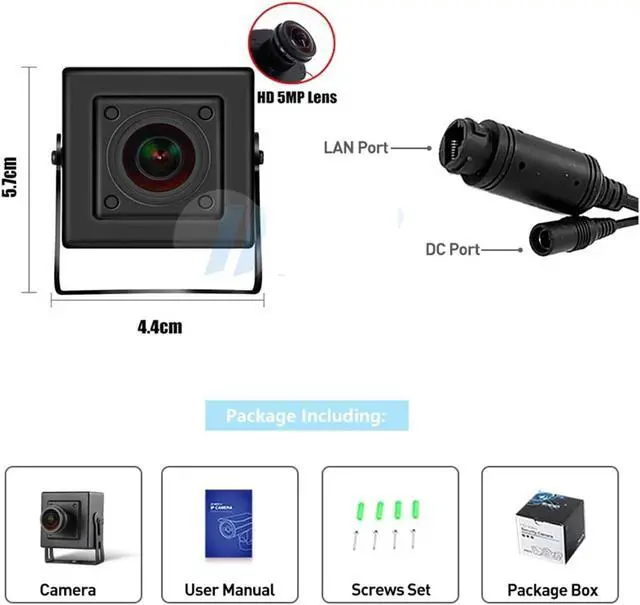 Alt view image 5 of 5 - 5MP Mini 1.7mm Fisheye Lens Audio POE IP Security Camera Home Indoor CCTV Surveillance Camera PC Phone(DC 12V NO Audio)