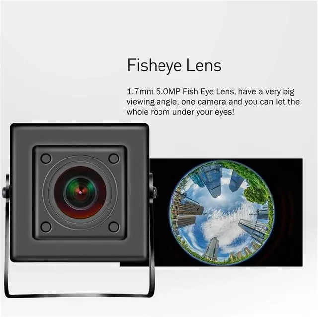 Alt view image 4 of 5 - 5MP Mini 1.7mm Fisheye Lens Audio POE IP Security Camera Home Indoor CCTV Surveillance Camera PC Phone(DC 12V NO Audio)