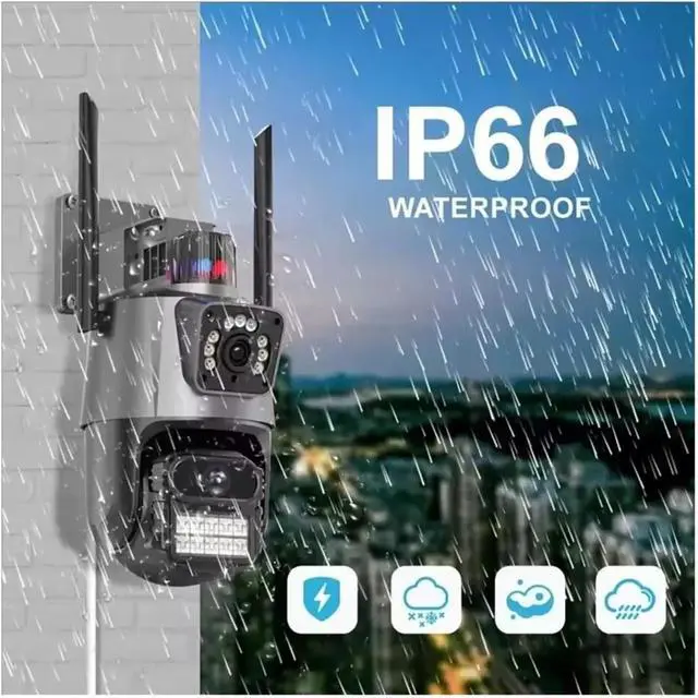 Alt view image 4 of 7 - 8MP Dual-Lens PTZ Outdoor WiFi Security Cam, Dual-Screen Auto Tracking Waterproof IP Camera(US Plug)