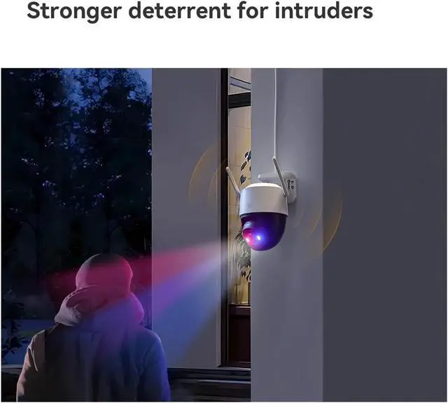 Alt view image 4 of 7 - 8MP 4K Outdoor POE WiFi Security Camera with Red-Blue Warning Lights & AOR Recording(US Plug_Cruiser SC 8MP)