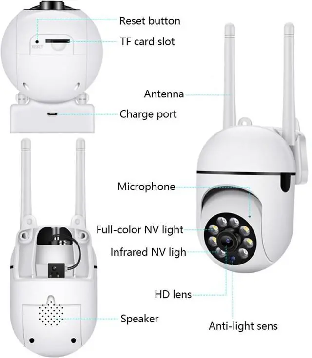 Alt view image 2 of 6 - 8MP WiFi IP Wireless Security Surveillance PTZ Camera 4X Zoom Cameras Tracking Two-Way Audio HD Night Color Cam(EU Plug)
