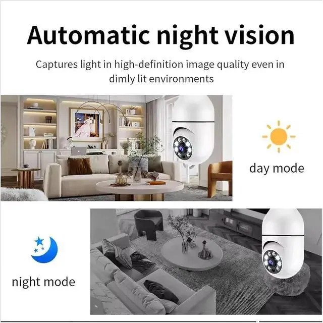 Alt view image 6 of 6 - Bulb E27 Surveillance Camera Full Color Night Vision Automatic Human Tracking Zoom Indoor Security Monitor WiFi Miini IP Camera
