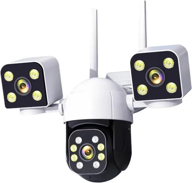 Main image of 12MP 6K 3 Lens 3 Screens Waterproof CCTV Outdoor WiFi Phone Network Camera PTZ 360 Intelligent Cam Security Protection Cameras(US Plug_12MP Camera)