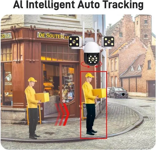 Alt view image 3 of 6 - 12MP 6K 3 Lens 3 Screens Waterproof CCTV Outdoor WiFi Phone Network Camera PTZ 360 Intelligent Cam Security Protection Cameras(US Plug_12MP Camera)