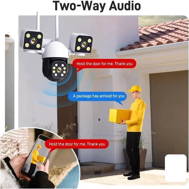 Alt view image 4 of 6 - 12MP 6K 3 Lens 3 Screens Waterproof CCTV Outdoor WiFi Phone Network Camera PTZ 360 Intelligent Cam Security Protection Cameras(US Plug_12MP Camera)