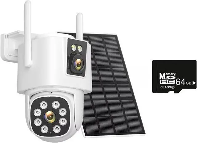 Main image of 8MP 4G LTE Solar Security Camera, Dual Lens AOV 24/7 Recording Two-Way Audio 12000mAh Battery Surveillance Cam(8MP Add 64G Card)