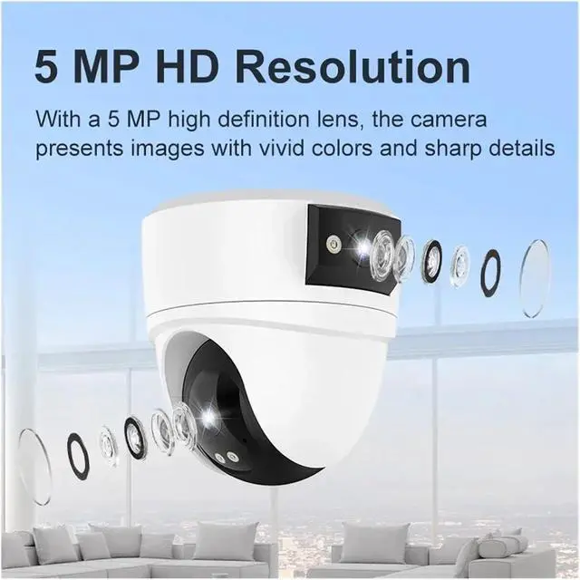 Alt view image 7 of 7 - 4K Outdoor Dual Lens PTZ Security Camera, 360° View IR Night Vision Human Detection WiFi Surveillance Camera(US Plug)