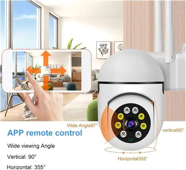 Alt view image 7 of 7 - Plus 1080P PTZ WiFi IP Camera Audio CCTV Surveillance 4X Zoom Night Full Color Waterproof H.264 Audio Security(US Plug,Camera add 32G)