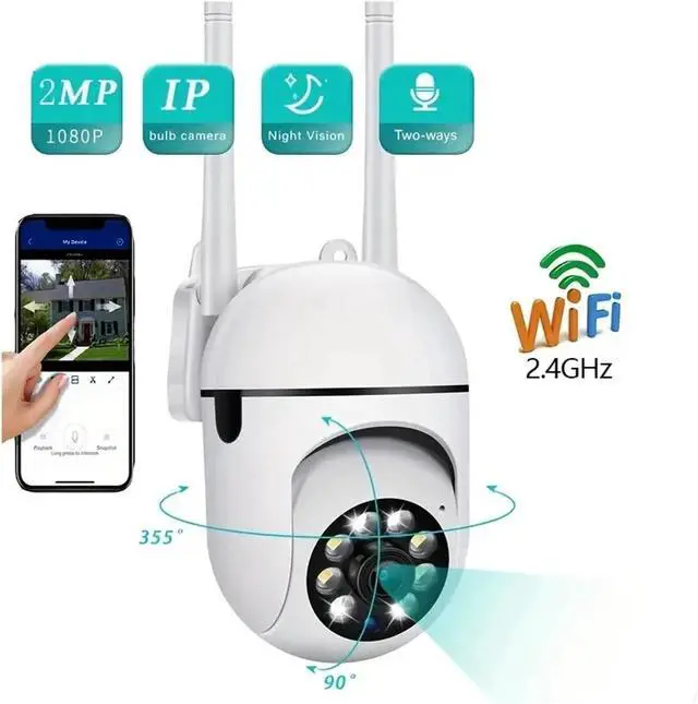 Alt view image 2 of 6 - A7 IP Camera Smart Outdoor Home Security WiFi CCTV Surveillance with Color Night Vision Wireless HD 2-Way Audio Camera TF Card