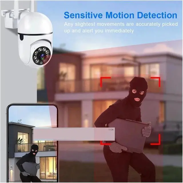 Alt view image 5 of 6 - A7 IP Camera Smart Outdoor Home Security WiFi CCTV Surveillance with Color Night Vision Wireless HD 2-Way Audio Camera TF Card