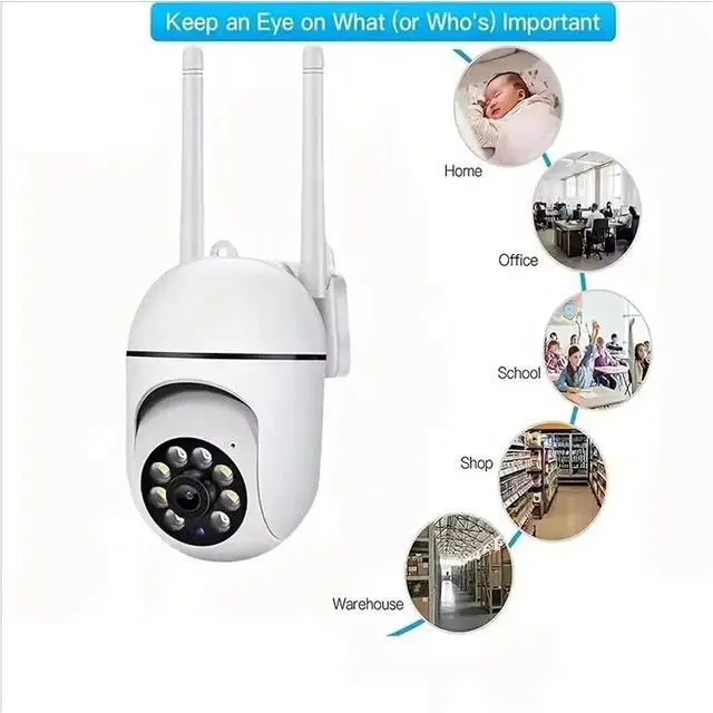 Alt view image 6 of 6 - A7 IP Camera Smart Outdoor Home Security WiFi CCTV Surveillance with Color Night Vision Wireless HD 2-Way Audio Camera TF Card