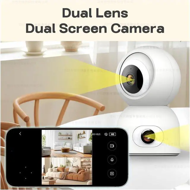 Alt view image 3 of 7 - 8MP 4K Dual Screen Indoor PTZ Security Camera, 5G WiFi AI Human Detection Night Vision Surveillance Cam(AU Plug,6MP NO SD)