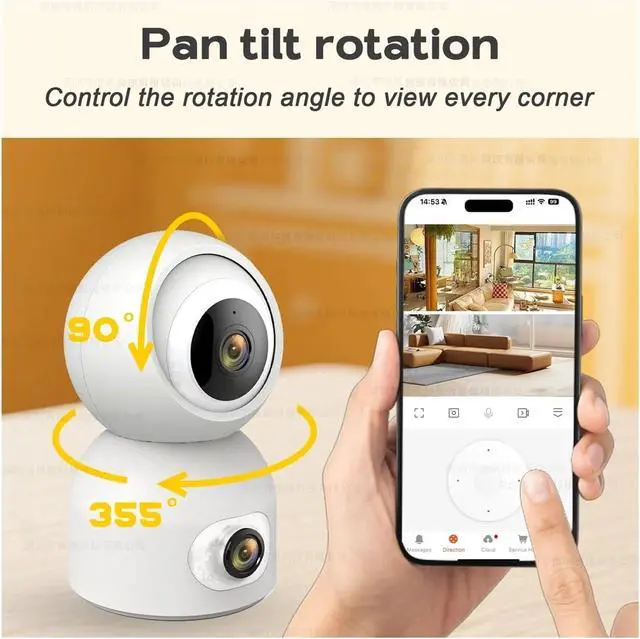 Alt view image 4 of 7 - 8MP 4K Dual Screen Indoor PTZ Security Camera, 5G WiFi AI Human Detection Night Vision Surveillance Cam(AU Plug,6MP NO SD)