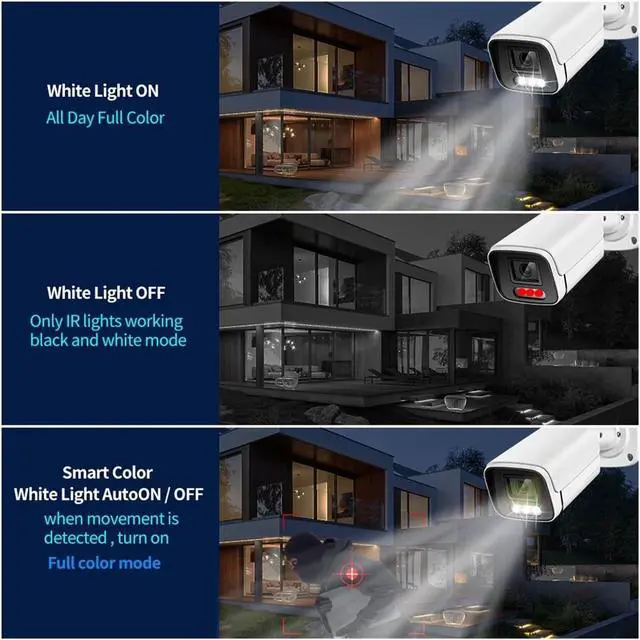 Alt view image 4 of 5 - 8MP 4K POE Bullet Security Camera, Metal Housing H.265 Onvif Color Night Vision Outdoor Surveillance Cam(3.6mm,Super 4MP POE)