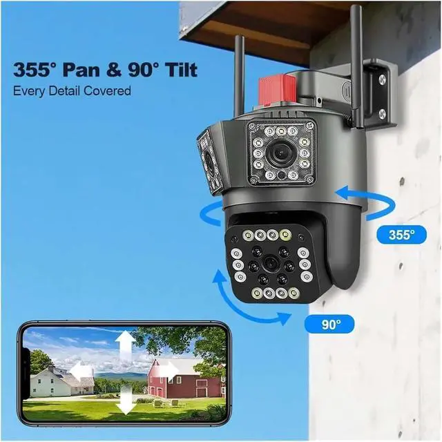 Alt view image 5 of 7 - 12MP Outdoor WiFi PTZ Security Camera, Three Lens 10X Zoom AI Auto Tracking Surveillance Camera(US Plug_SANJINGTOU)