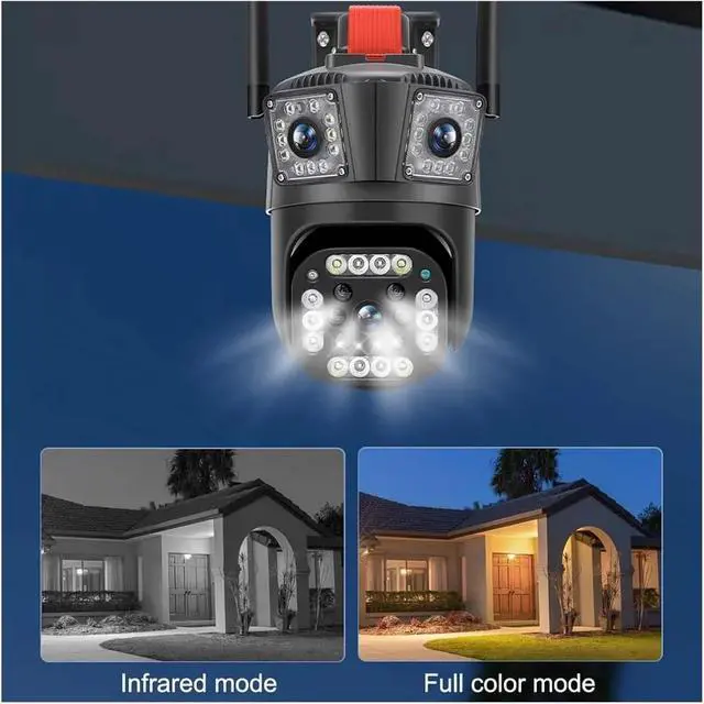 Alt view image 6 of 7 - 12MP Outdoor WiFi PTZ Security Camera, Three Lens 10X Zoom AI Auto Tracking Surveillance Camera(US Plug_SANJINGTOU)