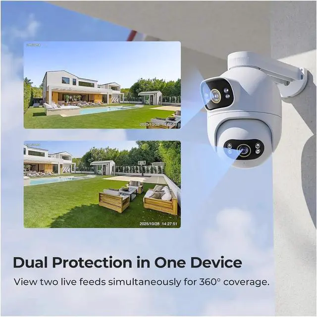 Alt view image 4 of 7 - 10MP Dual 3K WiFi PTZ Security Camera, AI Human Detection Auto Tracking Home Surveillance Camera(JP)