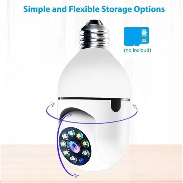 Alt view image 7 of 7 - E27 2.4G WiFi Light Bulb Security Camera, 1080P HD Night Vision Wireless Home CCTV Camera for Baby Indoor Surveillance