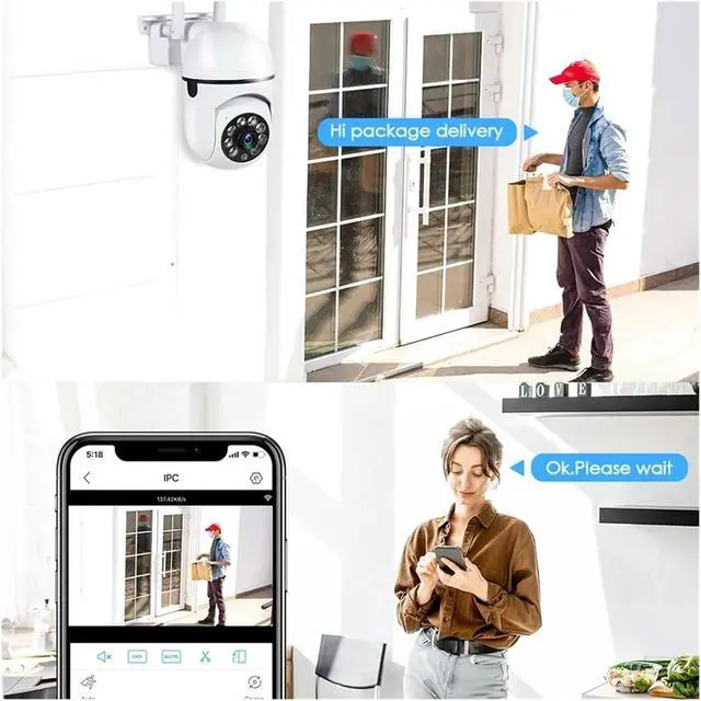 Alt view image 3 of 6 - 8MP Security Survillance PTZ Camera WiFi IP Outdoor 4X Zoom Cameras AI Human Tracking Two-Way Audio HD Night Color Cam