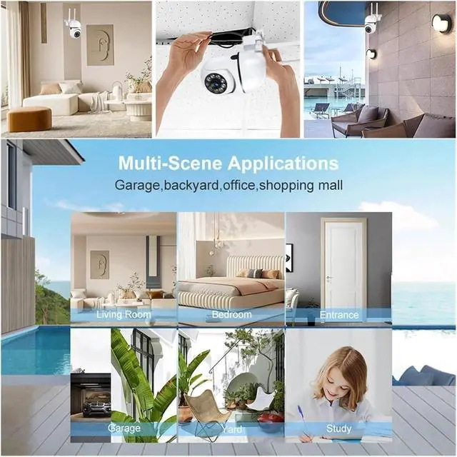 Alt view image 5 of 6 - 8MP Security Survillance PTZ Camera WiFi IP Outdoor 4X Zoom Cameras AI Human Tracking Two-Way Audio HD Night Color Cam