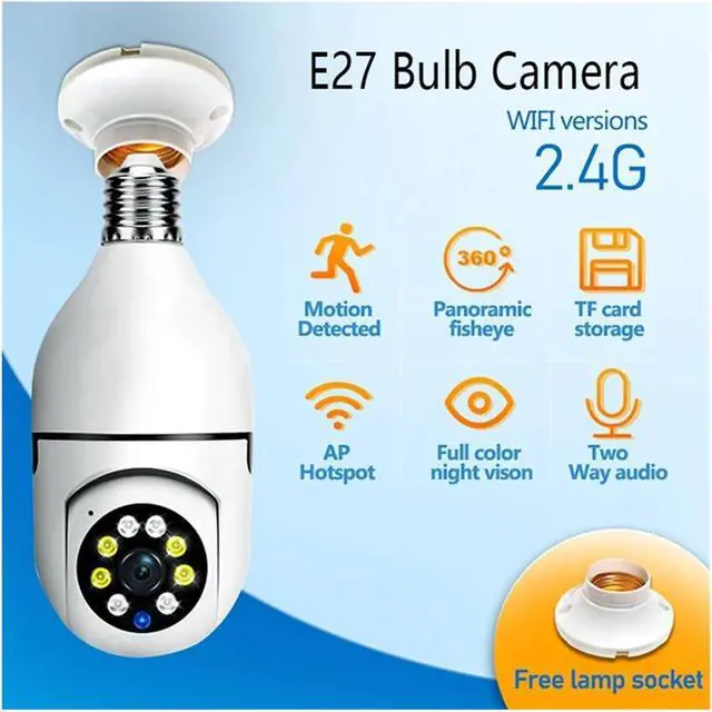 Alt view image 5 of 7 - Lamp Bulb Camera 360° Swivelling IP Camera 1080p Outdoor Waterproof Night Zoom