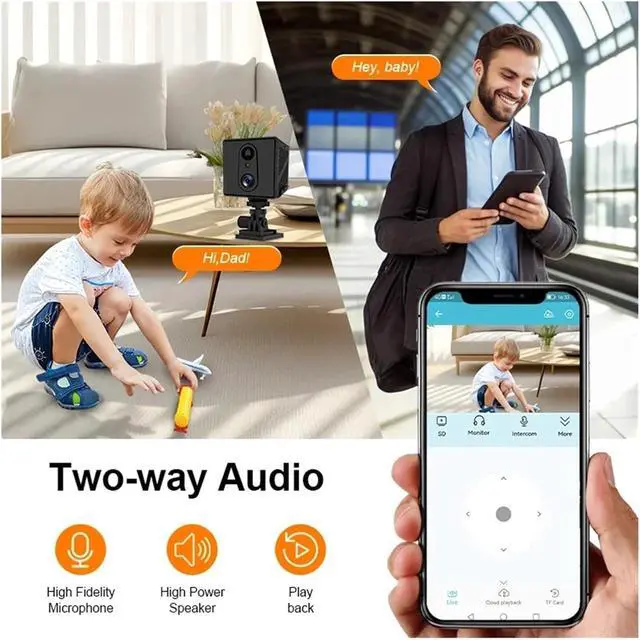 Alt view image 4 of 7 - 64GB 4G SIM Card Mini Camera 5MP 3000mAh Battery WiFi Night Vision Motion Detection CCTV Two-Way Voice IP Camera(WiFi Add 32GB Card)
