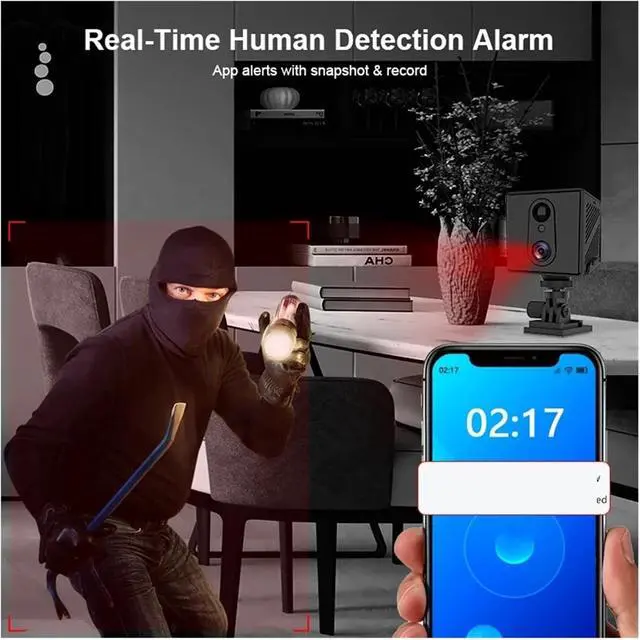 Alt view image 5 of 7 - 64GB 4G SIM Card Mini Camera 5MP 3000mAh Battery WiFi Night Vision Motion Detection CCTV Two-Way Voice IP Camera(WiFi Add 32GB Card)