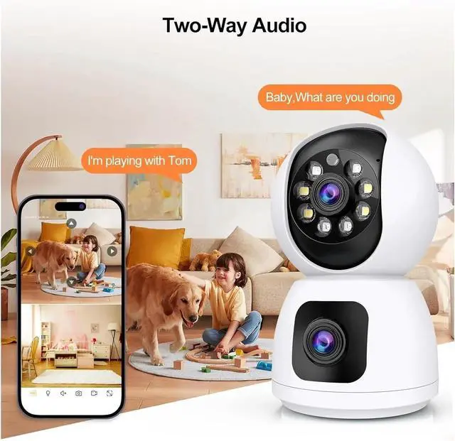 Alt view image 4 of 7 - 6MP 4K Dual Lens PTZ Indoor Security Camera, Dual Band WiFi with Auto Tracking(US Plug,6MP 64G Card)