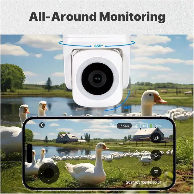 Alt view image 5 of 7 - 3MP Tuya WiFi Security Camera, Wireless & RJ45 Wired, IP65 Waterproof with Auto Tracking Full Color Night Vision(Smart Outdoor Camera)