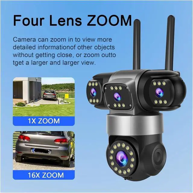 Alt view image 2 of 6 - 20MP 4-Lens PTZ Camera - 16X Zoom WiFi