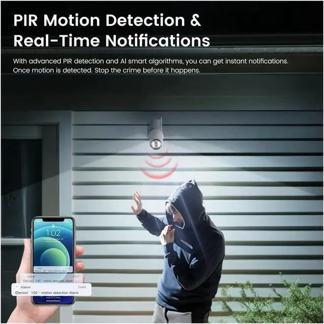 Alt view image 4 of 7 - 3MP 4G SIM Outdoor PTZ Security Camera, IP66 Waterproof Two-Way Talk Surveillance Cam(UK Plug,4G P9S Add 64G)