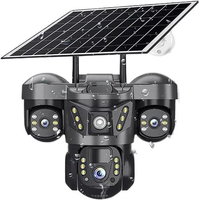 Main image of Solar 4G IP Camera with Card 15MP Three Lens Three Screen Monitor Night Vision Security Protection PTZ Video Surveillance(4G Cam 128G Card)