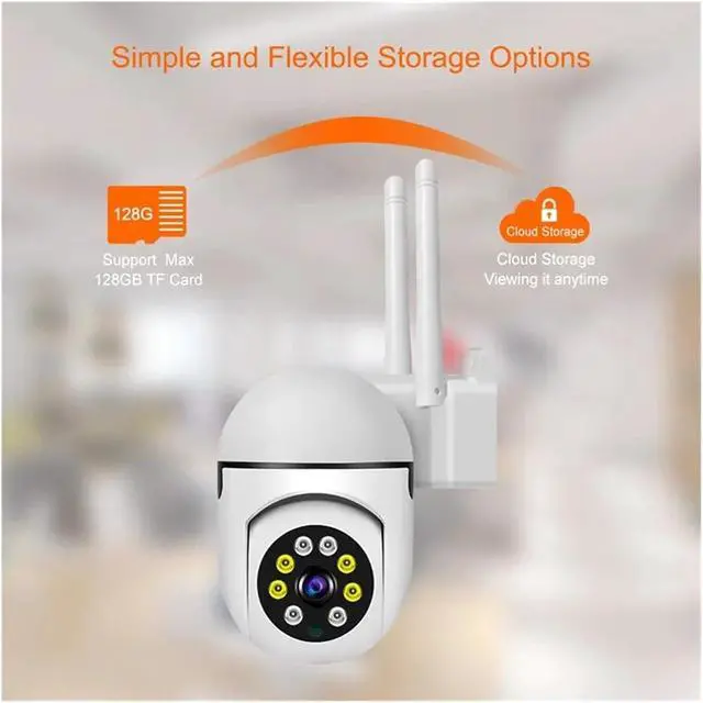 Alt view image 6 of 7 - Plus 1080P PTZ WiFi IP Camera Audio CCTV Surveillance 4X Zoom Night Full Color Waterproof H.264 Audio Security(US Plug,Camera add 32G)